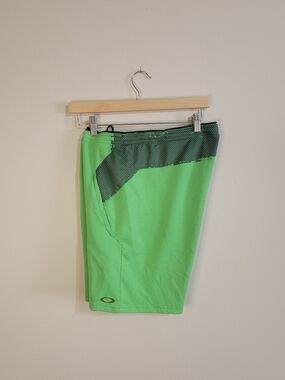 Oakley Bright Lime and Dark Green Panel Athletic Shorts